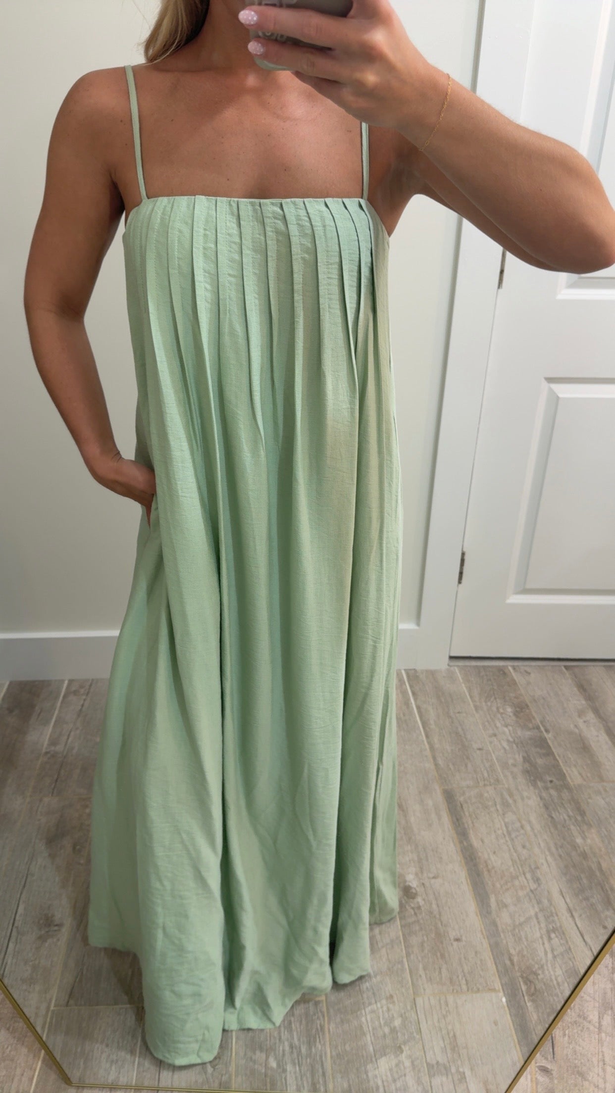 Follow My Lead Pleated Spaghetti Straps Maxi Dress
