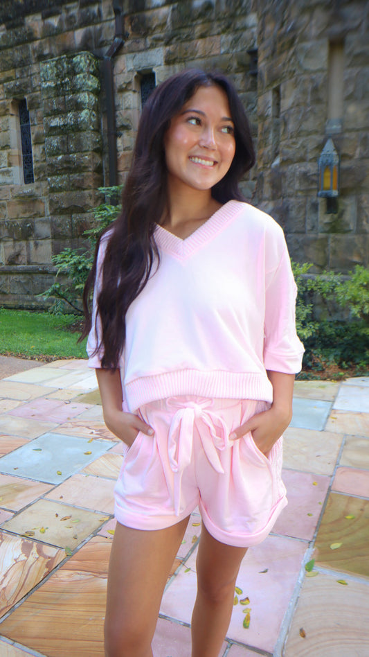 Trendsetter Knit Trim Lounge Short Set