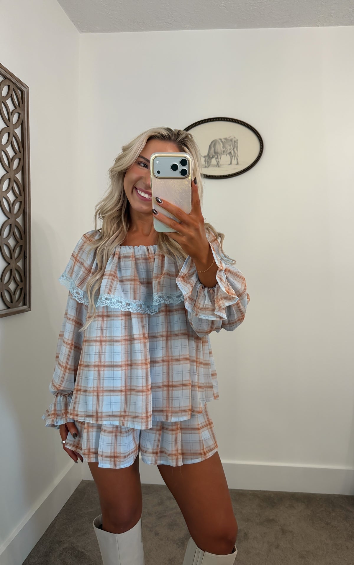 To The Patch Plaid Shorts Set