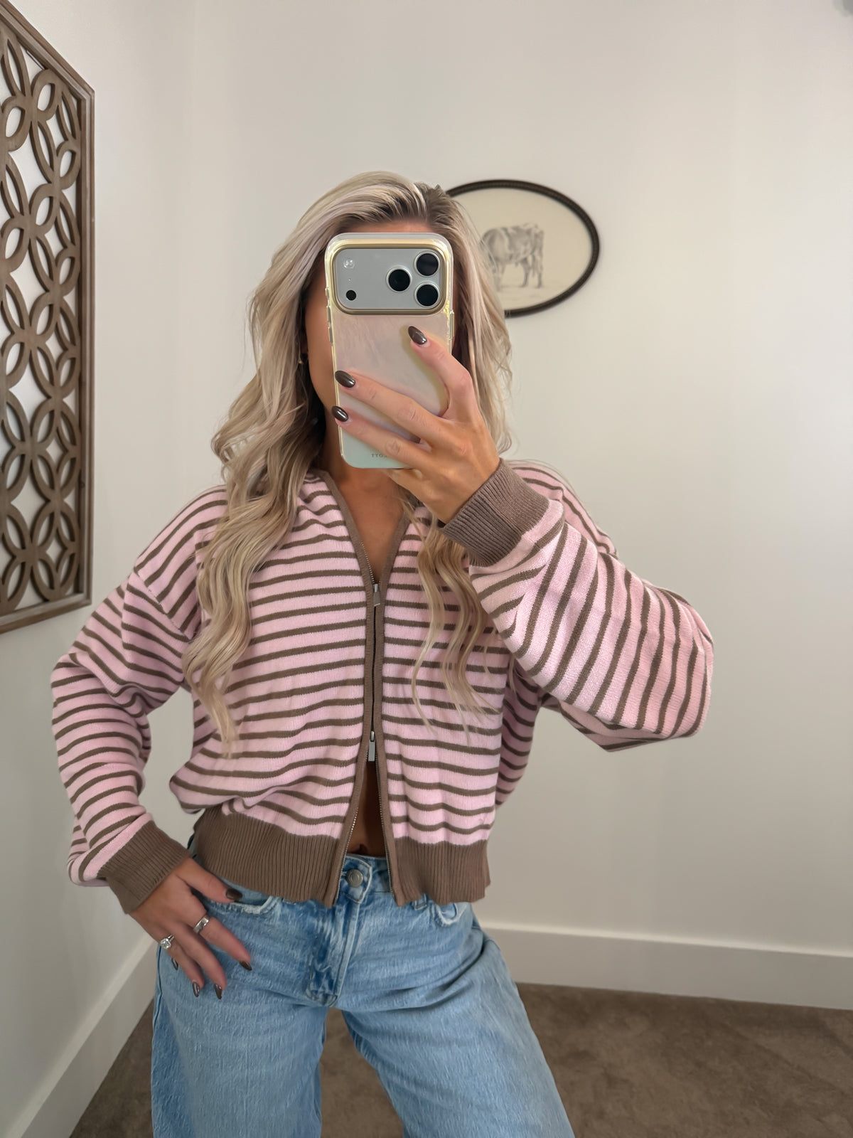 Strawberry Mocha Two Way Zip Jacket