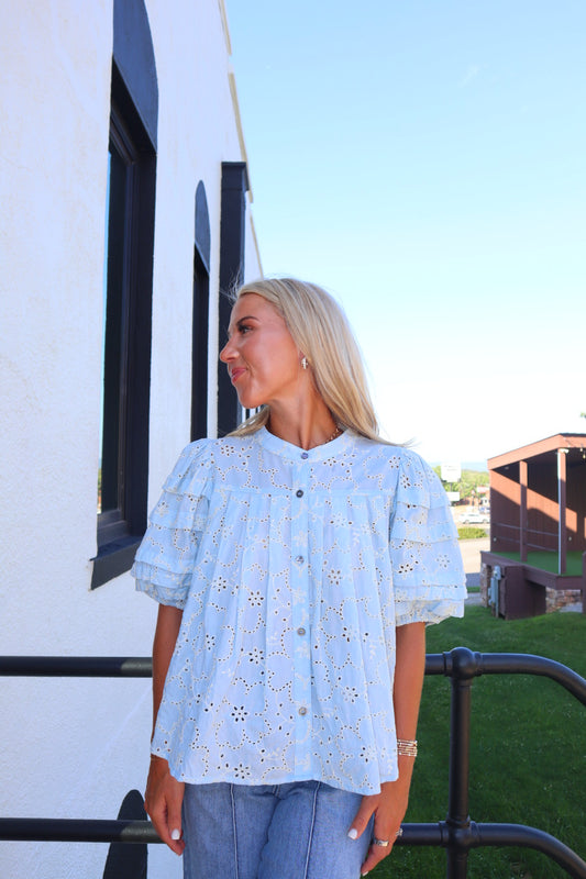 Sunday Skies Eyelet Top