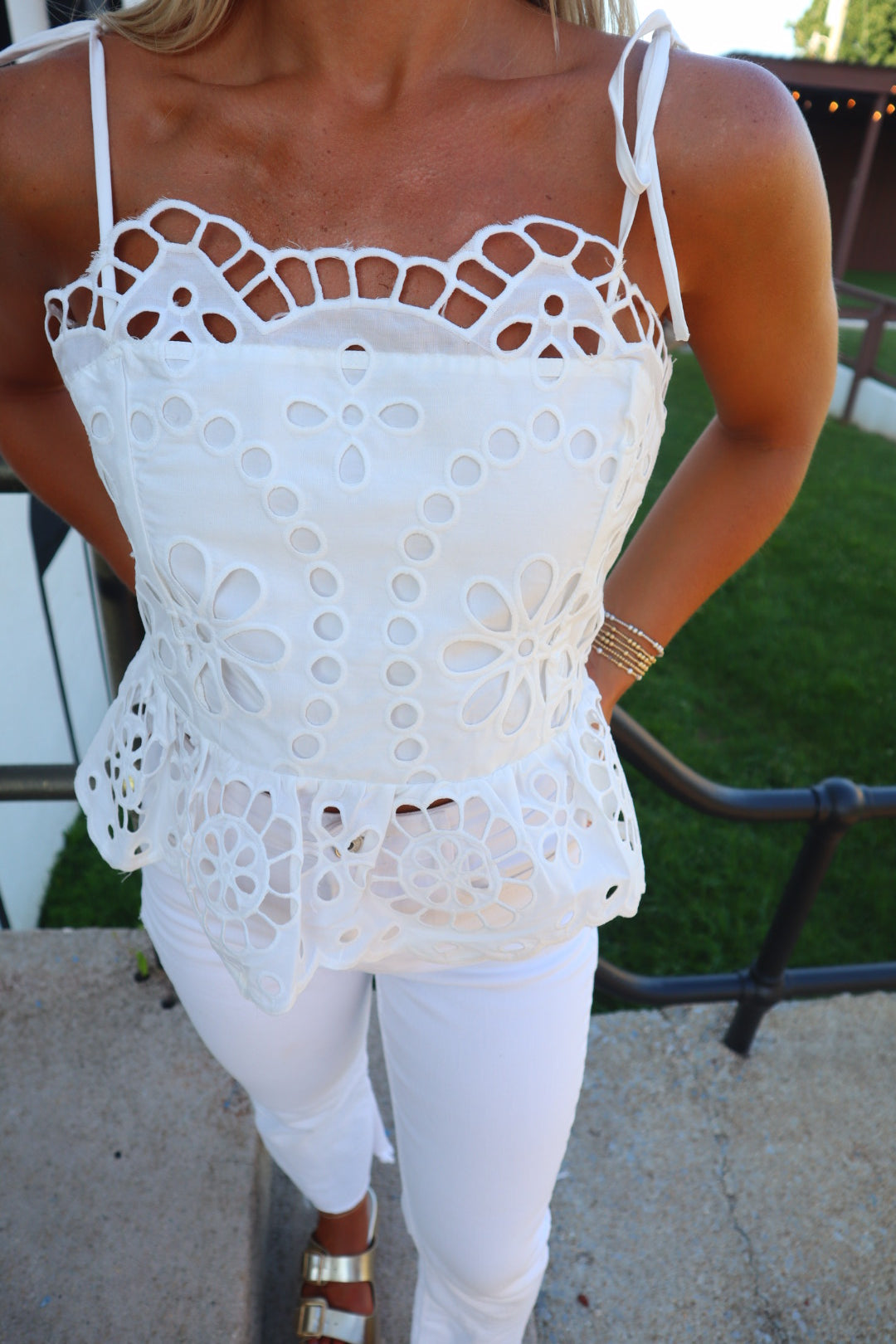 White Eyelet Top