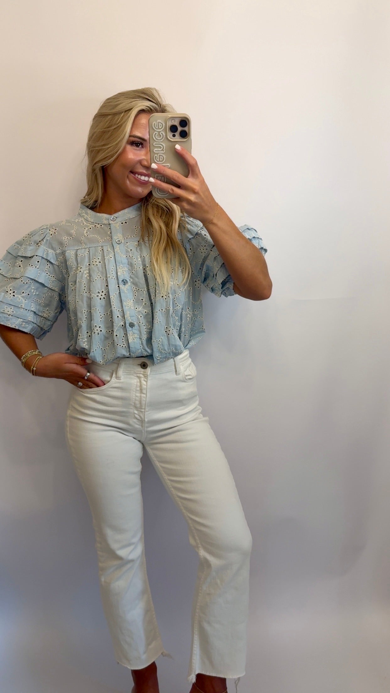 Sunday Skies Eyelet Top