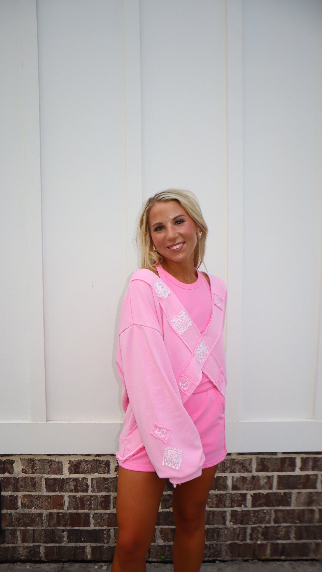 Front Cross Over Terry Cloth Pullover