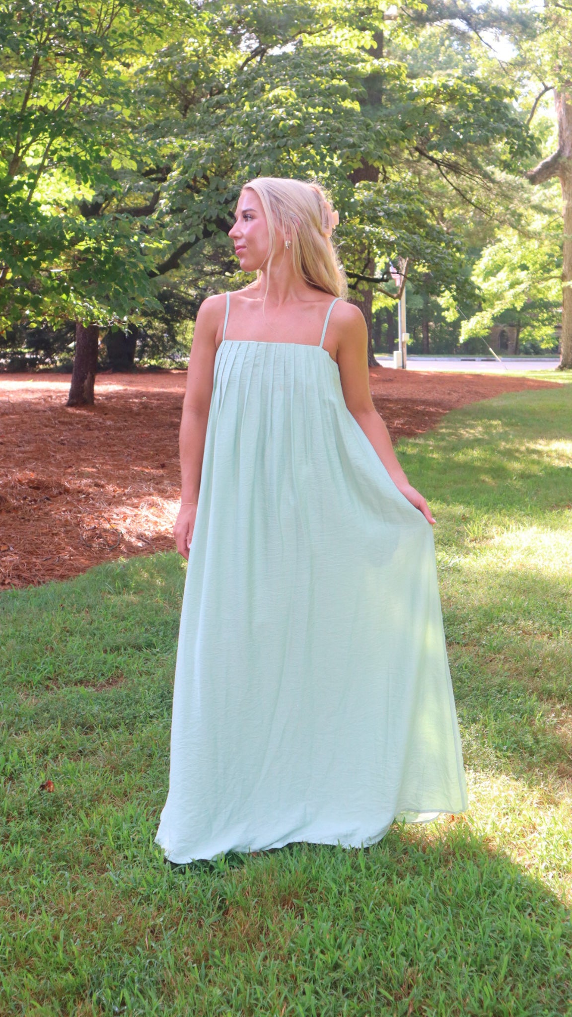 Follow My Lead Pleated Spaghetti Straps Maxi Dress