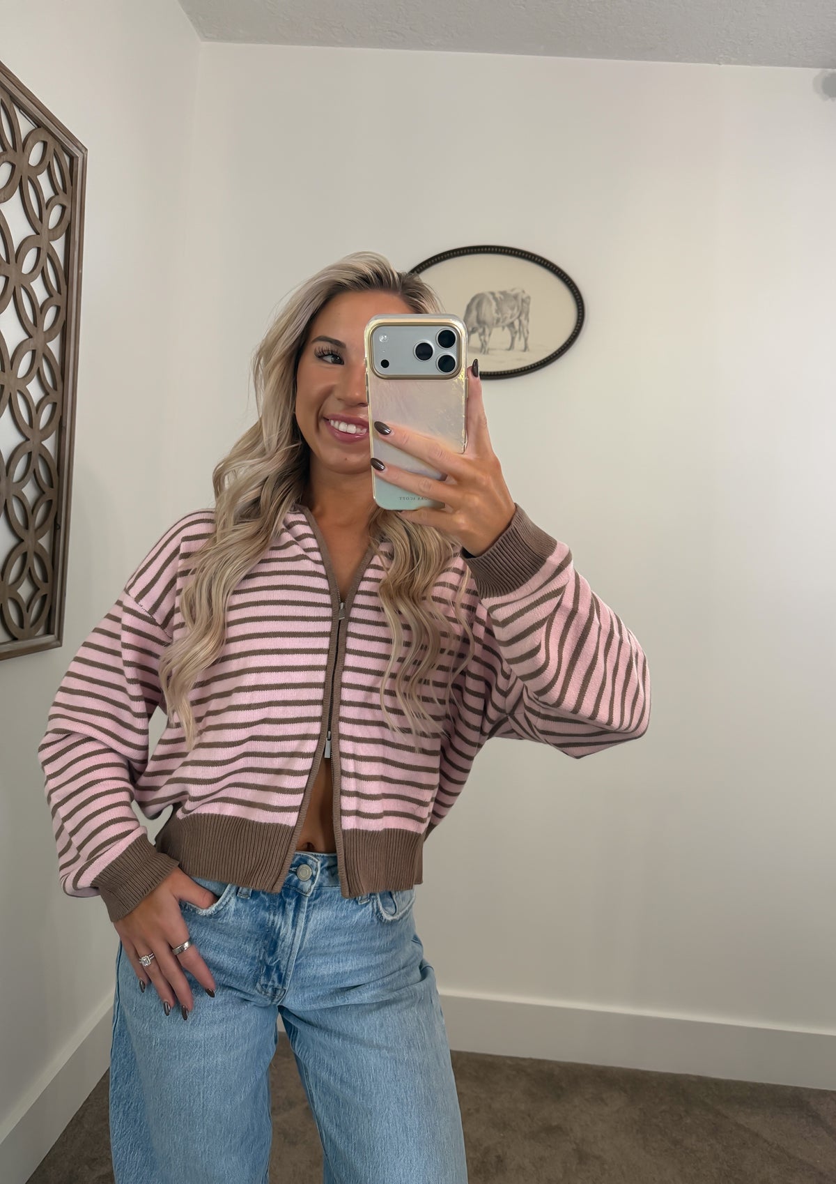 Strawberry Mocha Two Way Zip Jacket