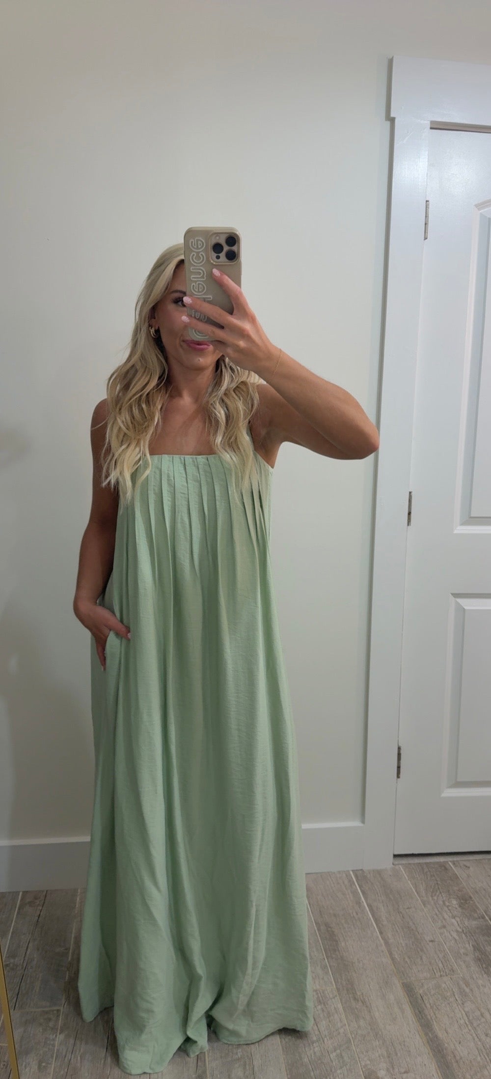 Follow My Lead Pleated Spaghetti Straps Maxi Dress