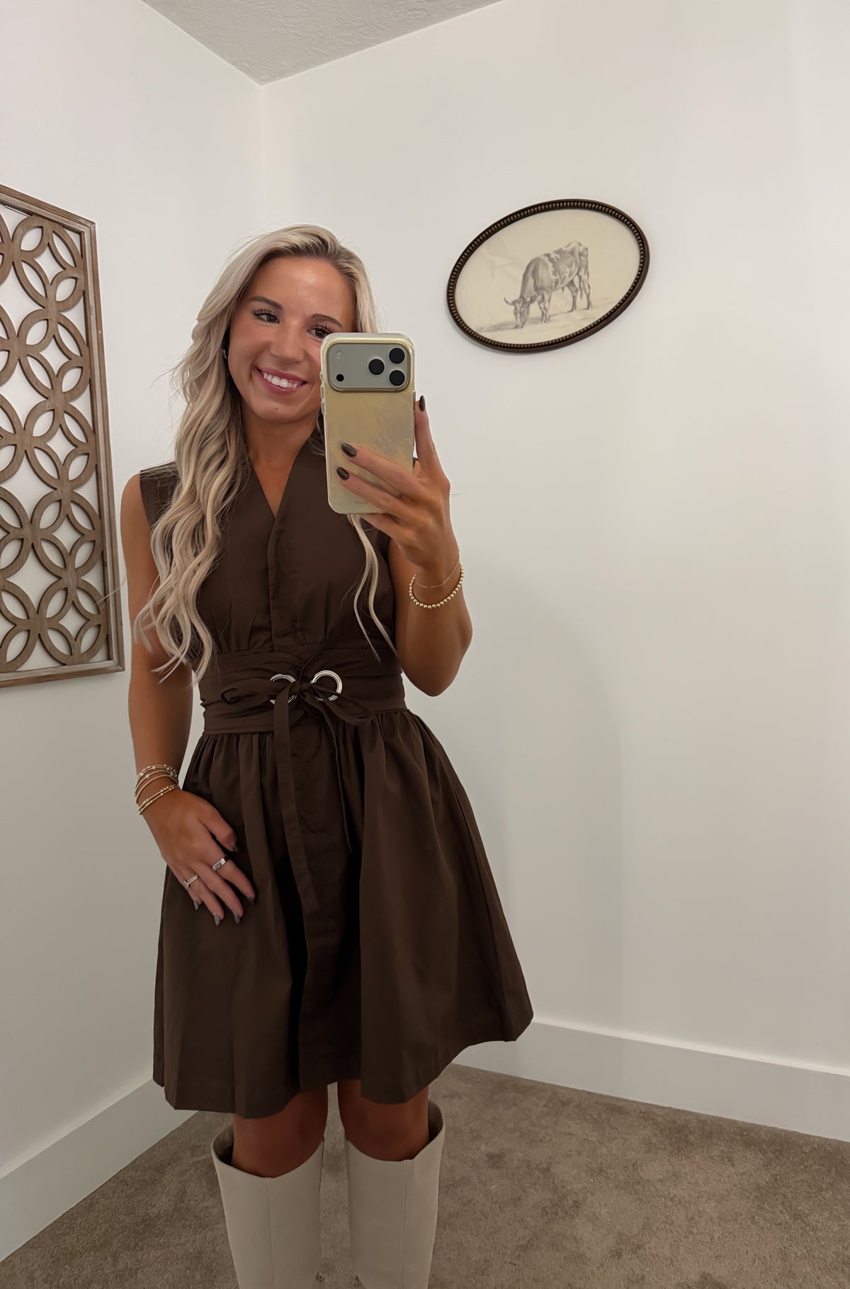 Chocolate Corset Tie Mini Dress