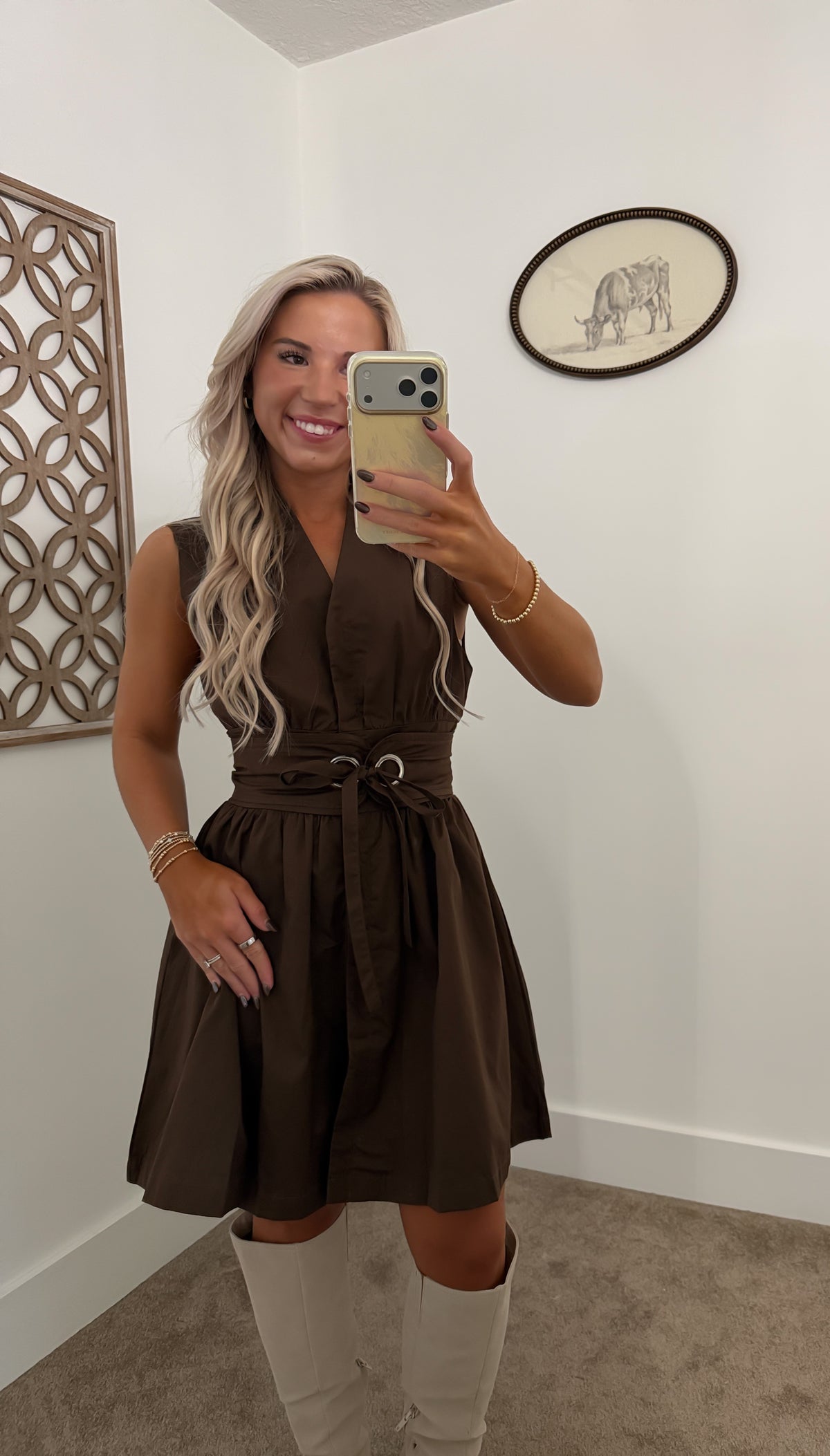 Chocolate Corset Tie Mini Dress