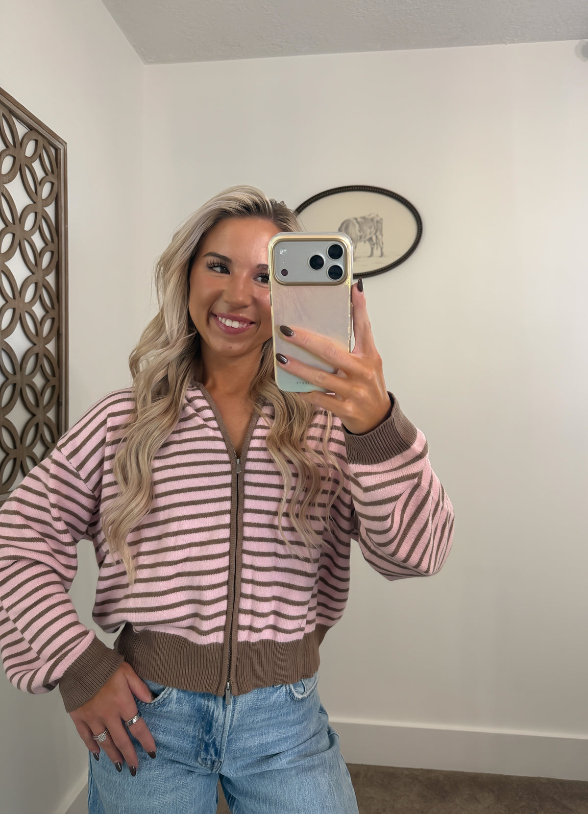 Strawberry Mocha Two Way Zip Jacket