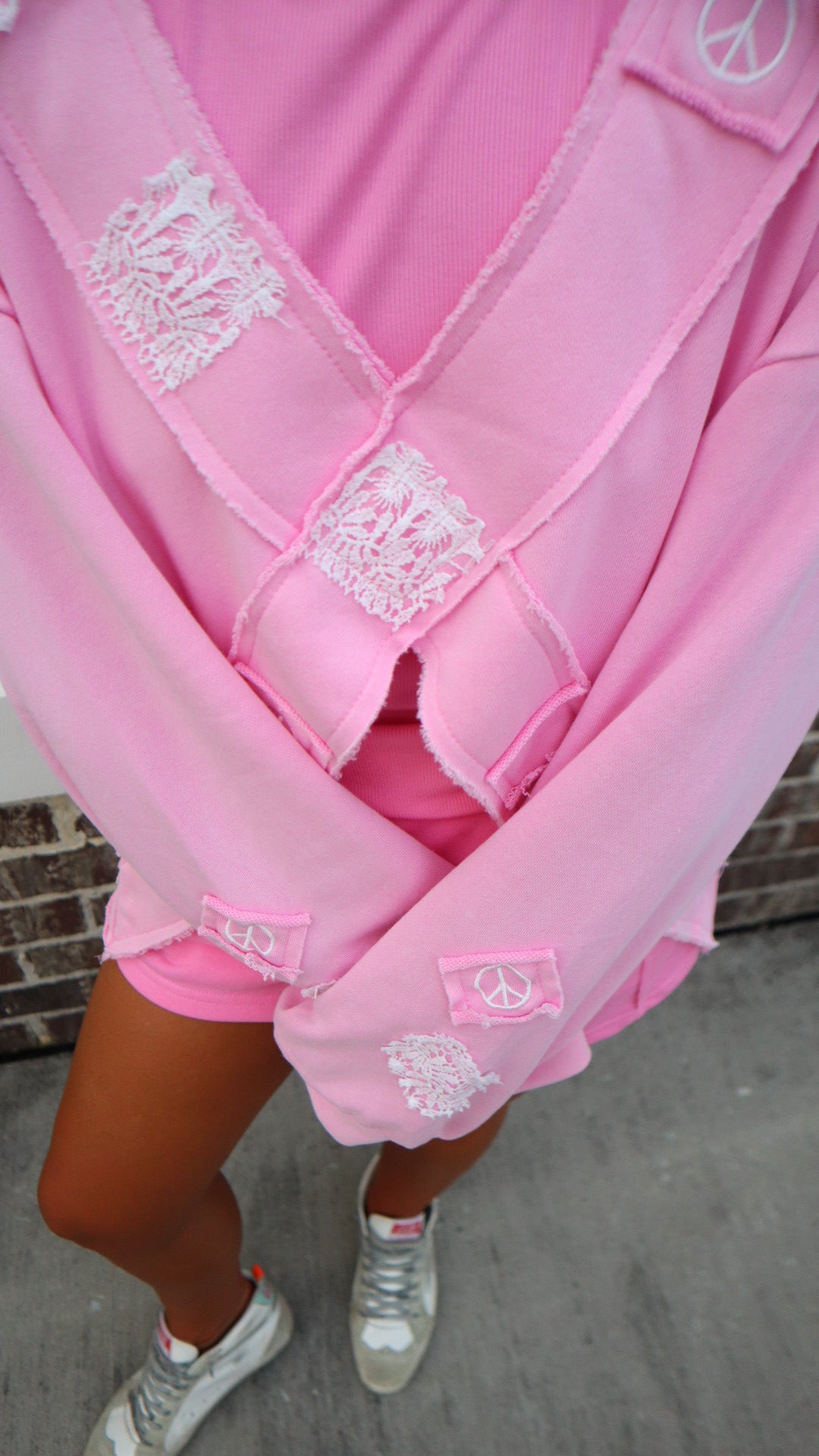 Front Cross Over Terry Cloth Pullover