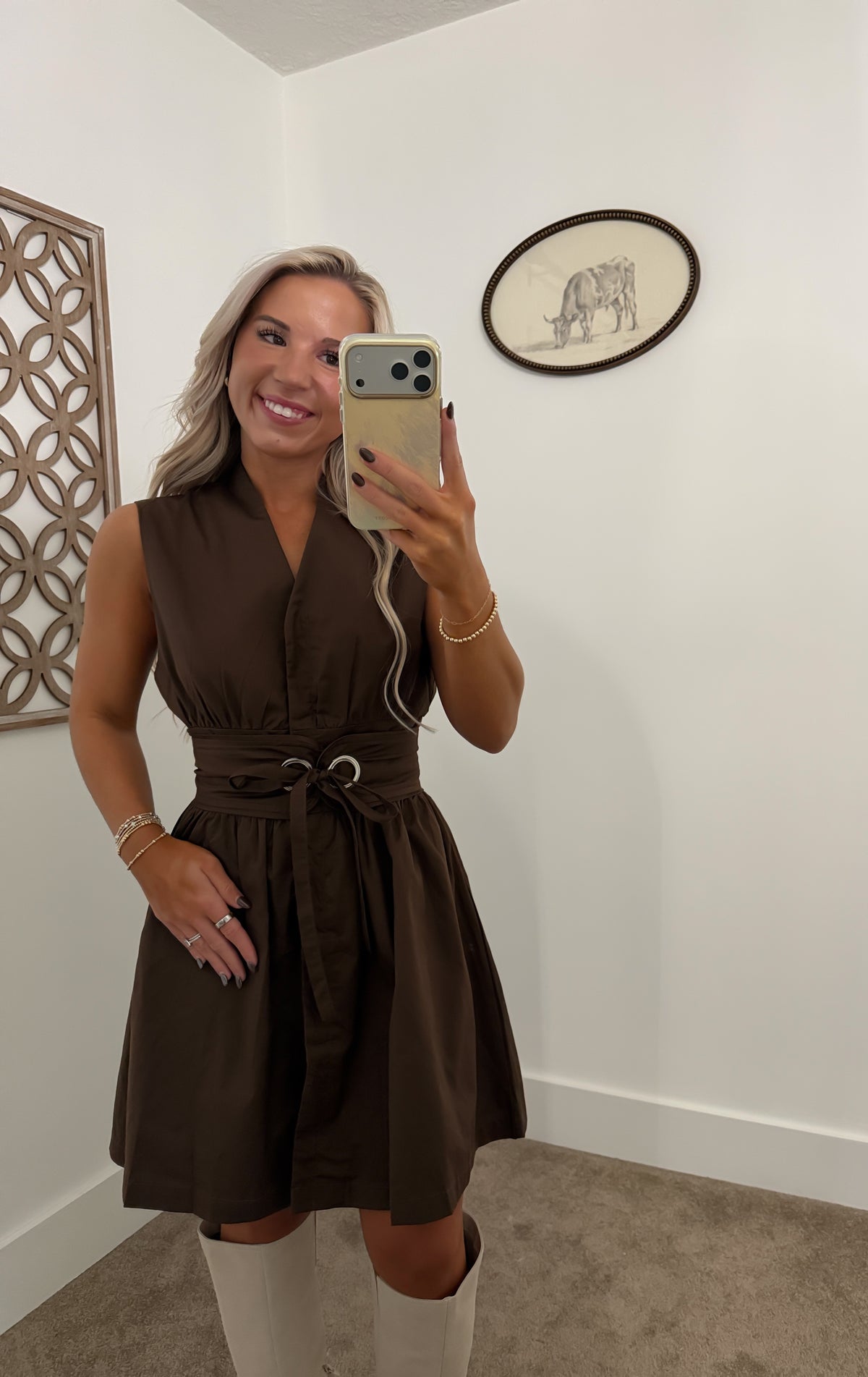 Chocolate Corset Tie Mini Dress
