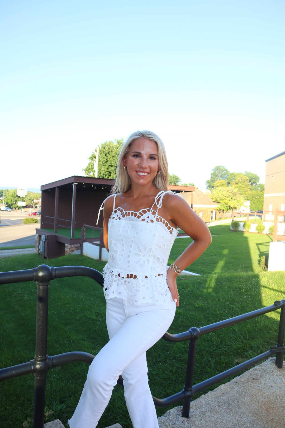 White Eyelet Top