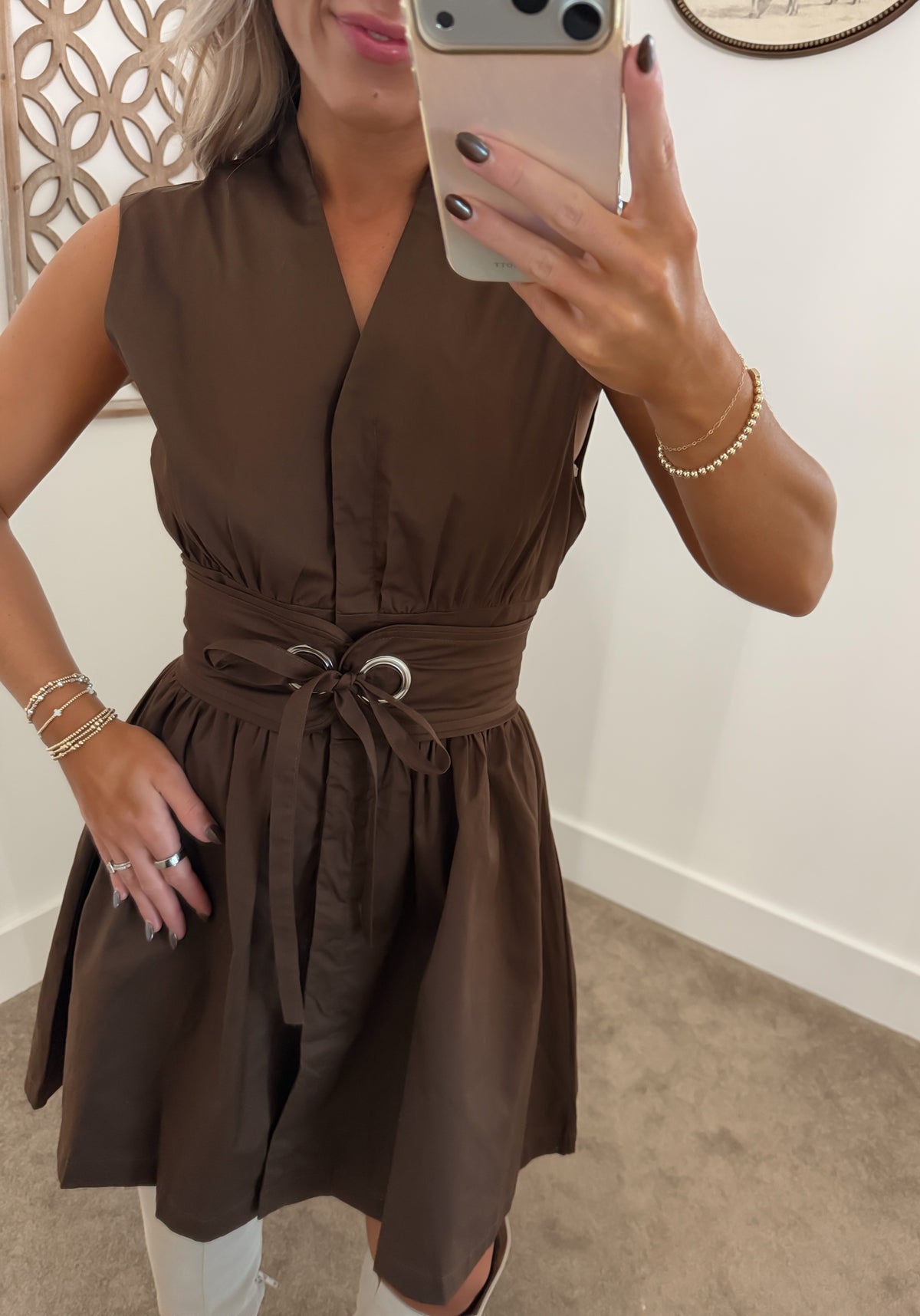 Chocolate Corset Tie Mini Dress