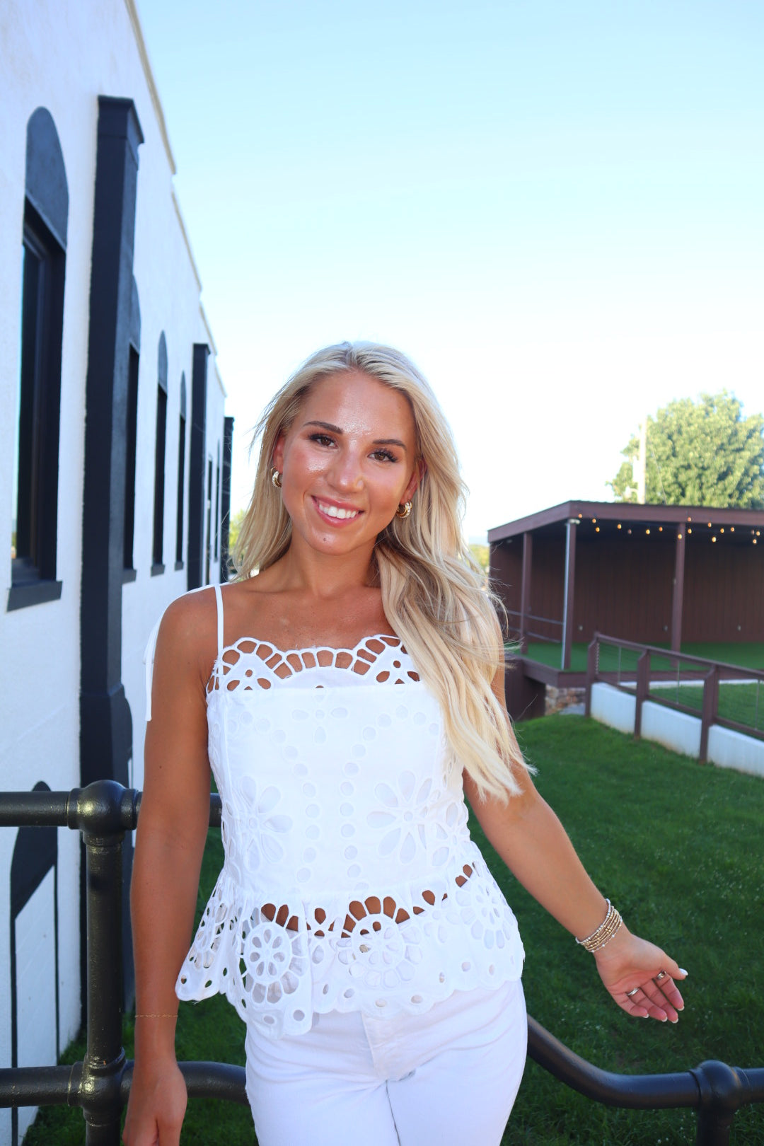 White Eyelet Top