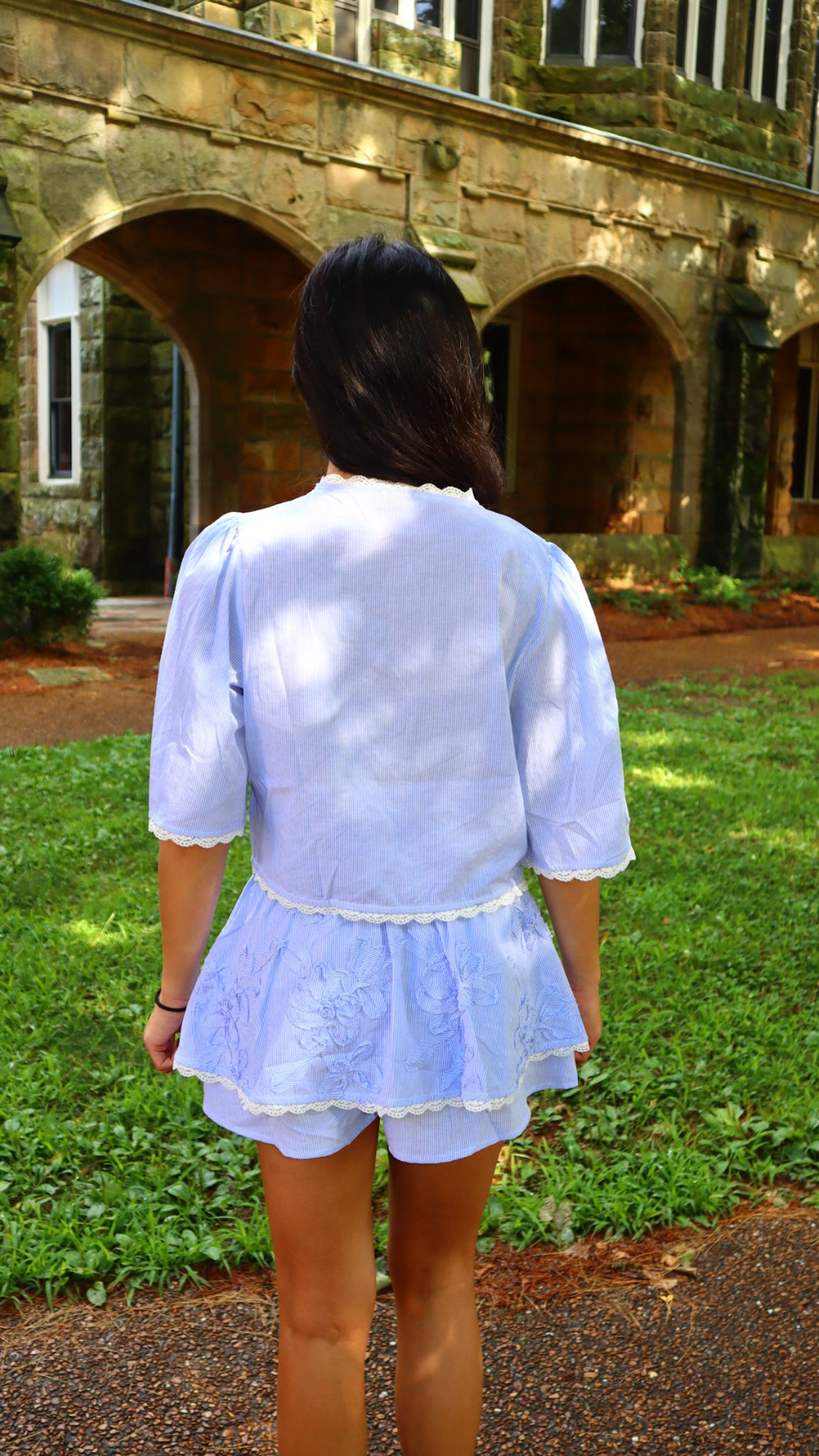 Caught My Eye Striped Tie-front Top and Skort Set