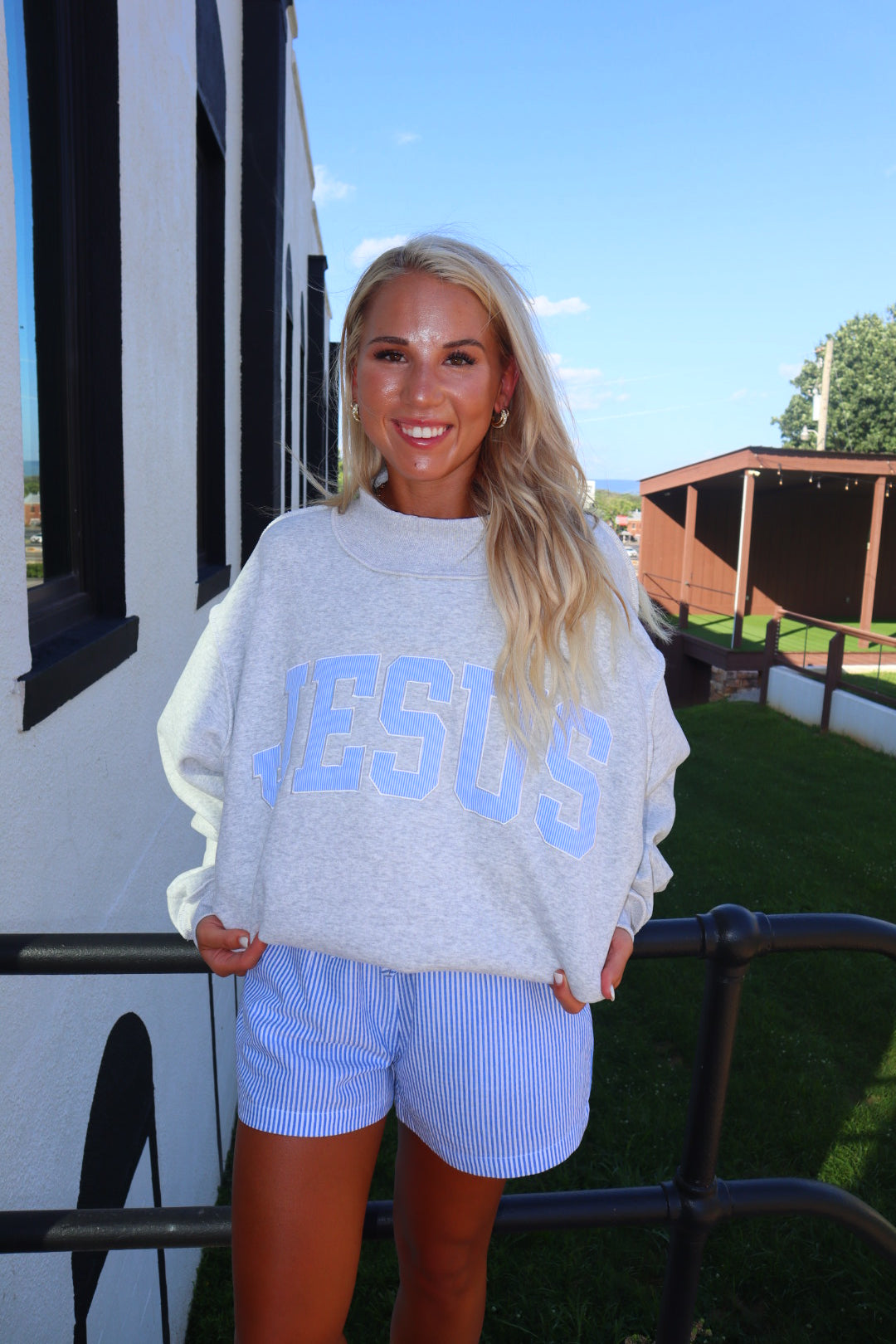 Jesus Pinstripe Sweatshirt