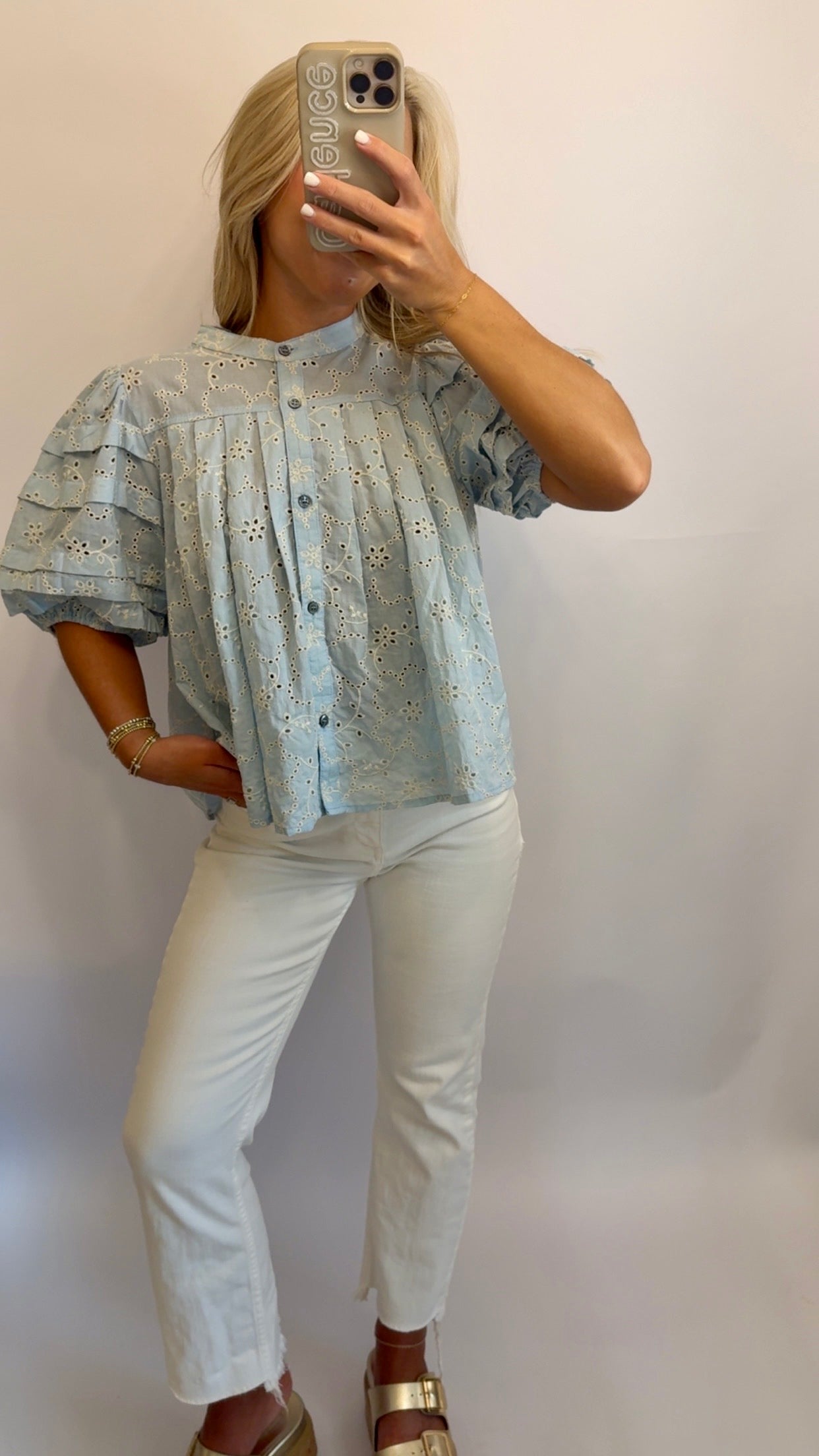 Sunday Skies Eyelet Top