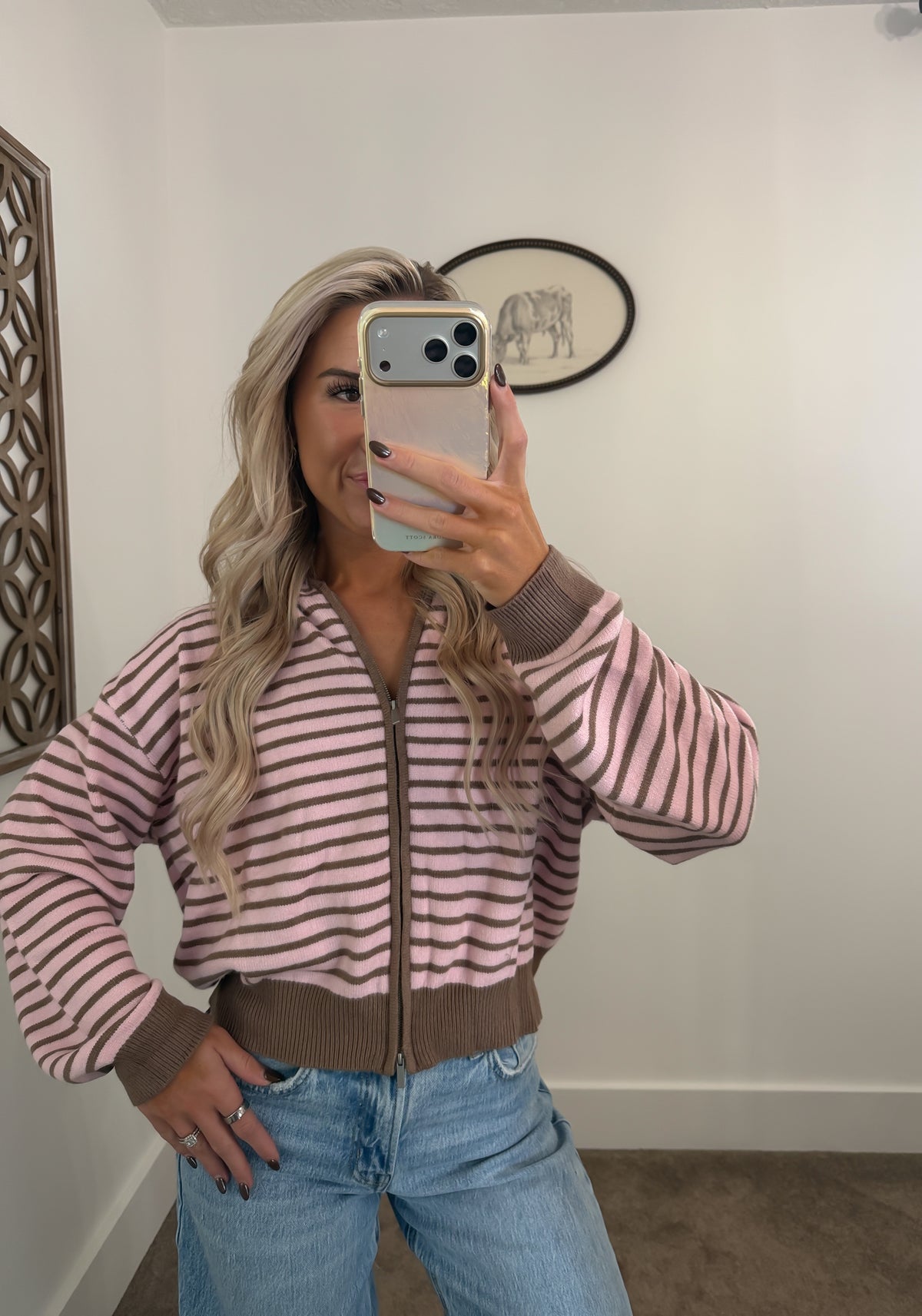 Strawberry Mocha Two Way Zip Jacket