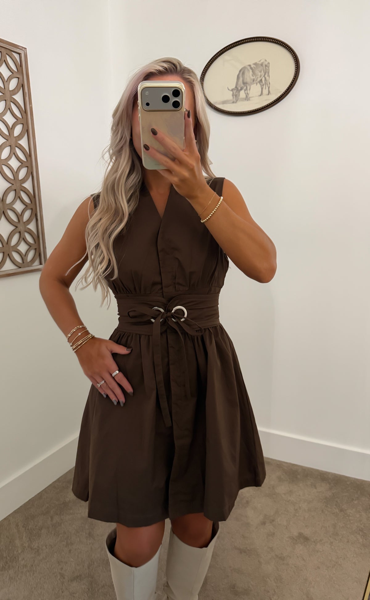 Chocolate Corset Tie Mini Dress