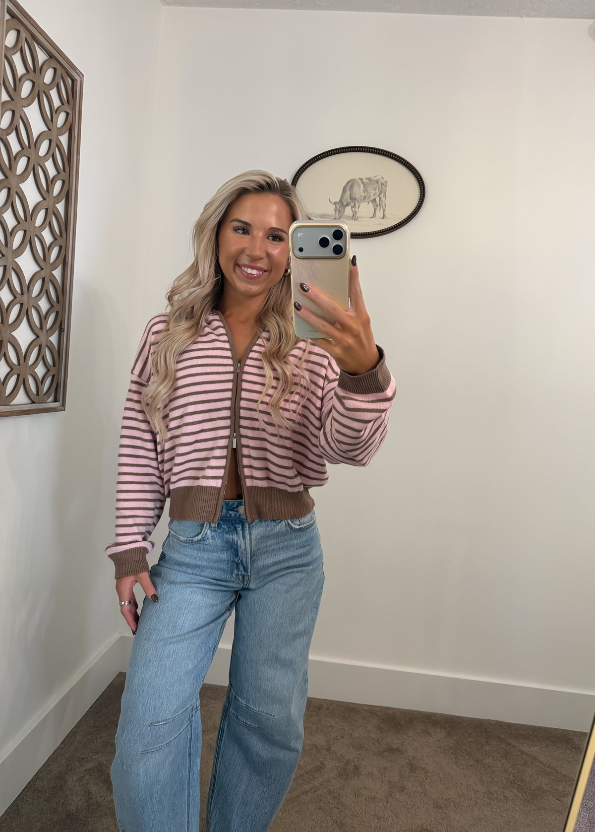 Strawberry Mocha Two Way Zip Jacket