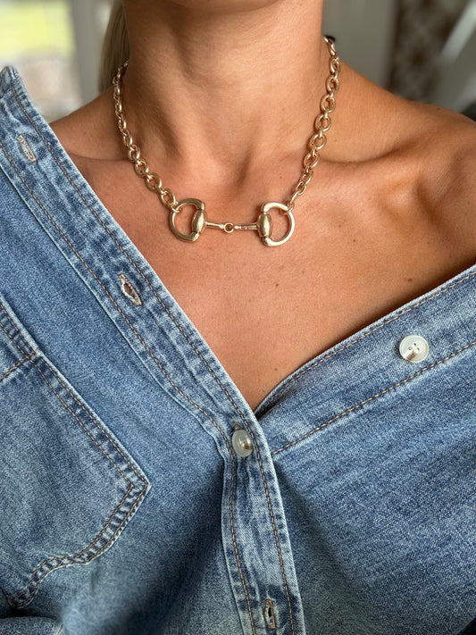Horsebit Connector Bold Rolo Chain Necklace