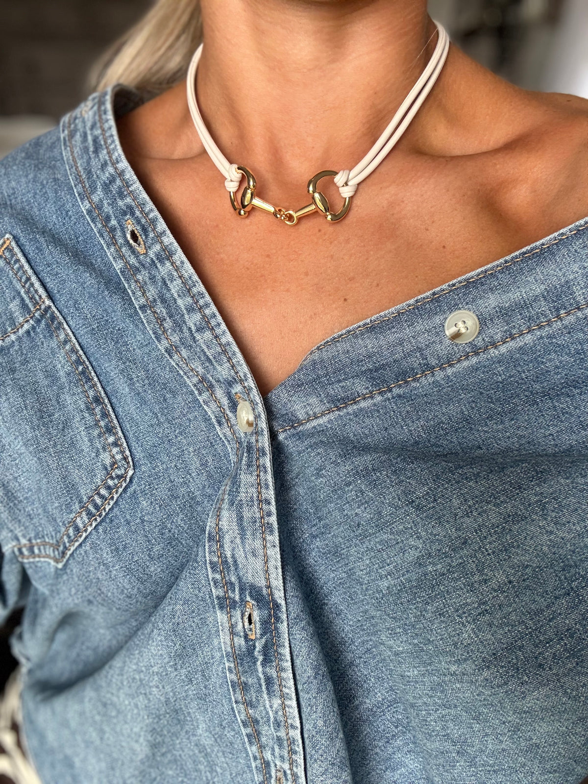 Leather Cord Horse Bit Pendant Necklace